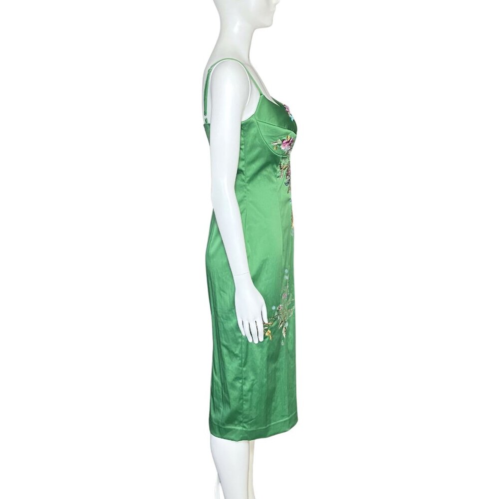 NWT Vintage Y2K Julian Joyce Midi Cocktail Dress Green Sequins Fairy. XS 6. Hoco - Picture 6 of 14